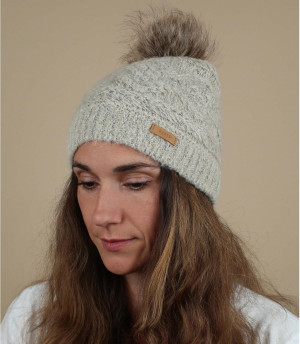 Cappellino pompon in pelliccia b Antonia Beanie cream